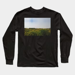 Flower Field, Cloudy Sky in San Diego Long Sleeve T-Shirt